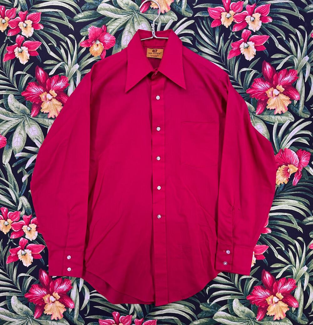 Vintage Van Heusen 417 V Taper Red Dress Shirt Size M/L